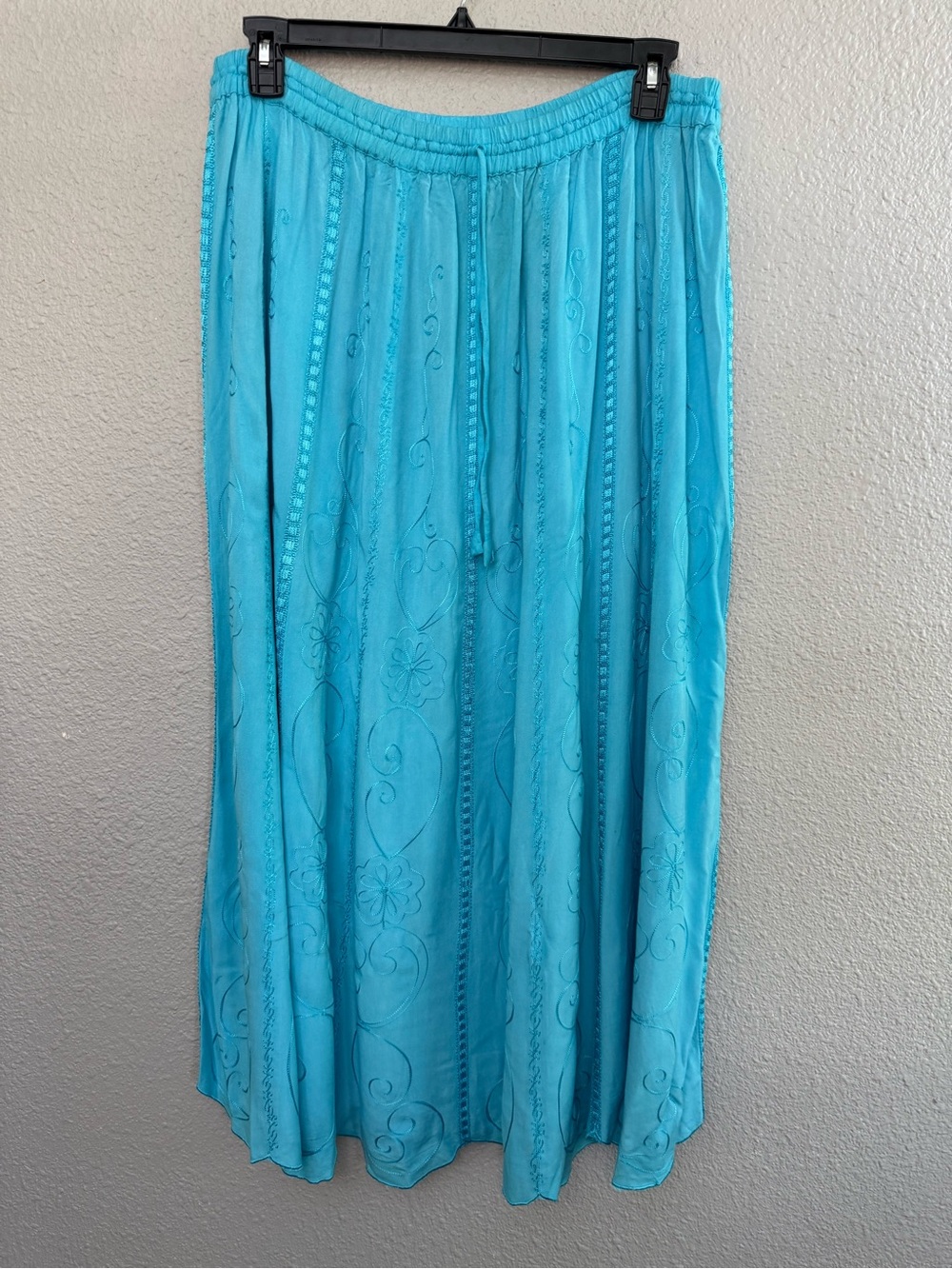 NWT Holy Clothing Turquoise Embroidered Maxi Skirt Size L/XL